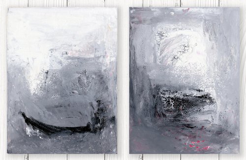 Quiet Moments Set -  2 Abstract Paintings by Kathy Morton Stanion by Kathy Morton Stanion
