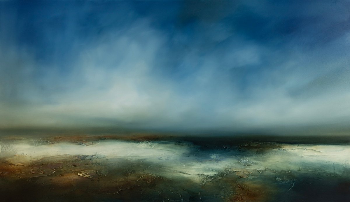 Abstract Landscape Oil Painting By Paul Bennett, 47 X 28", Adrift, Original Artwork