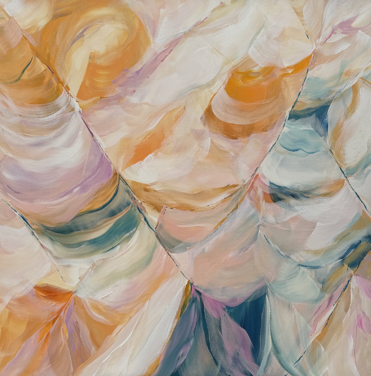 Abstract Botanical Acrylic Painting By Ivana Gigovic, 35 X 35, Painted Petals, Original Artwork