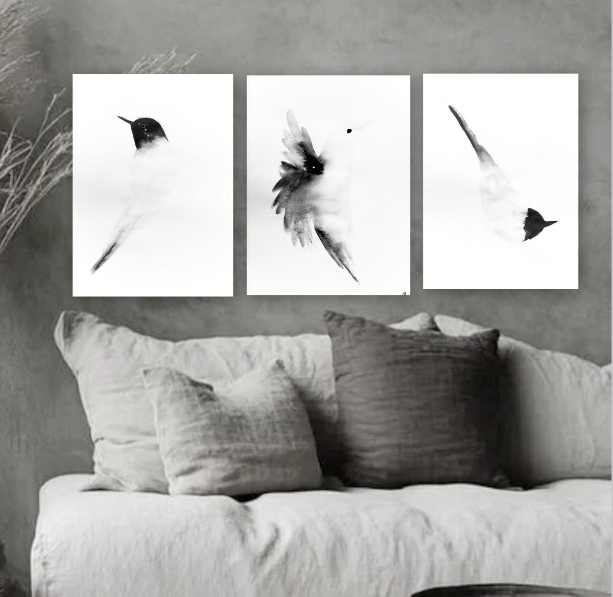 Impressionistic Animal Watercolour By Nadia Moniatis, 12 X 16", Birds, Original Artwork