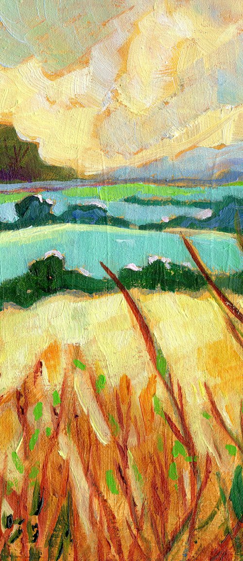 Landscape with Yellow Fields by Mary Kemp