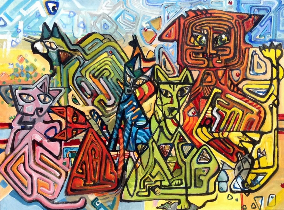 Animal Painting By Chris Walker, 31 X 24, September Visitors, Original Artwork