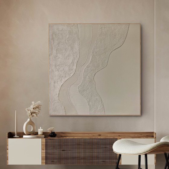 "Nulla" Gray high textured abstract art