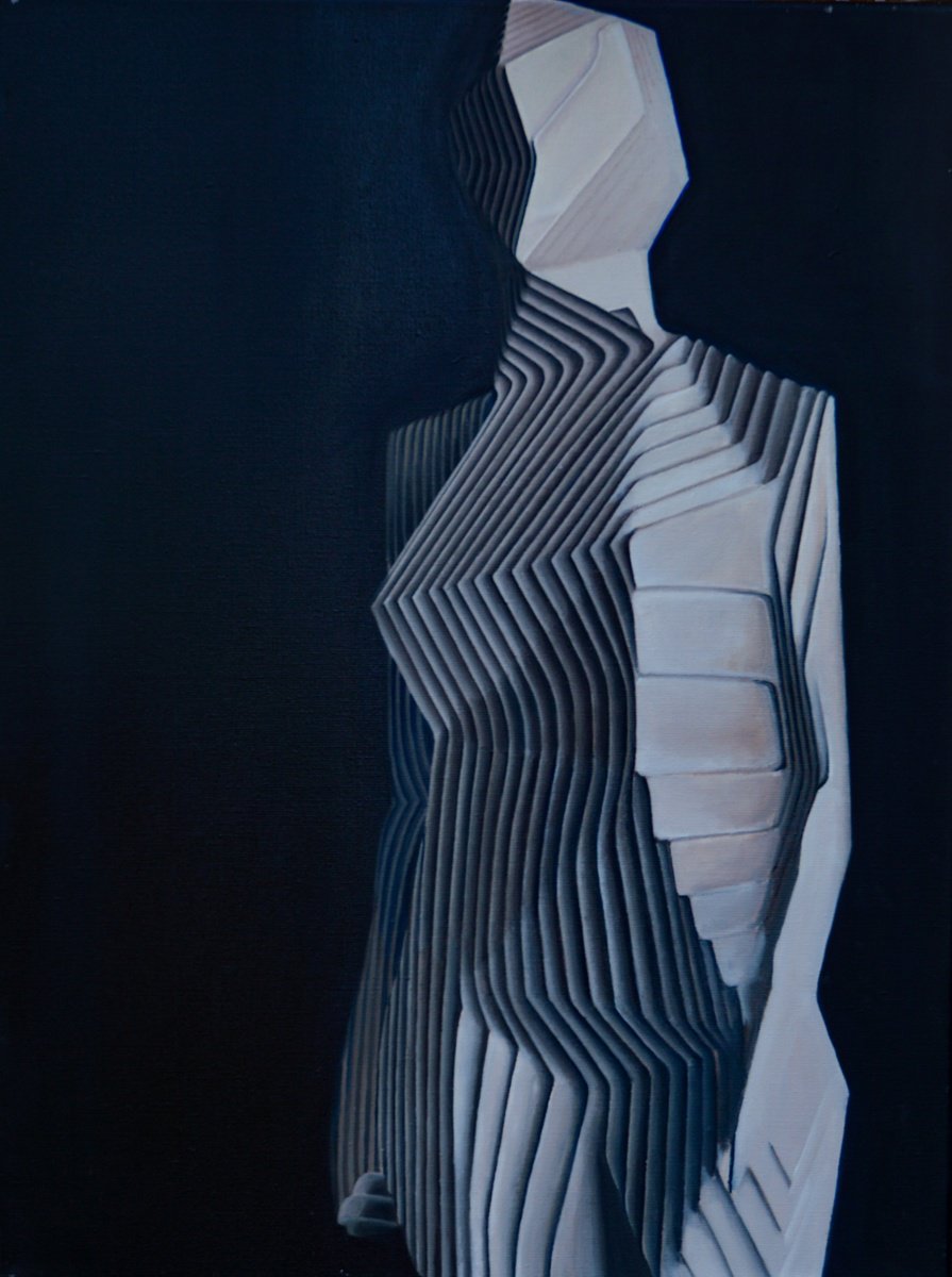 Geometric Oil Painting , The Devided Man By Roman Sedlak, 24 X 31, Artwork For Sale On Artfinder