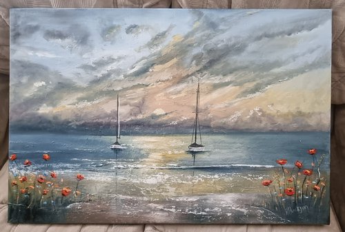 Edge of Dreams Seascape in oils Large 20"×30" by Hayley Huckson