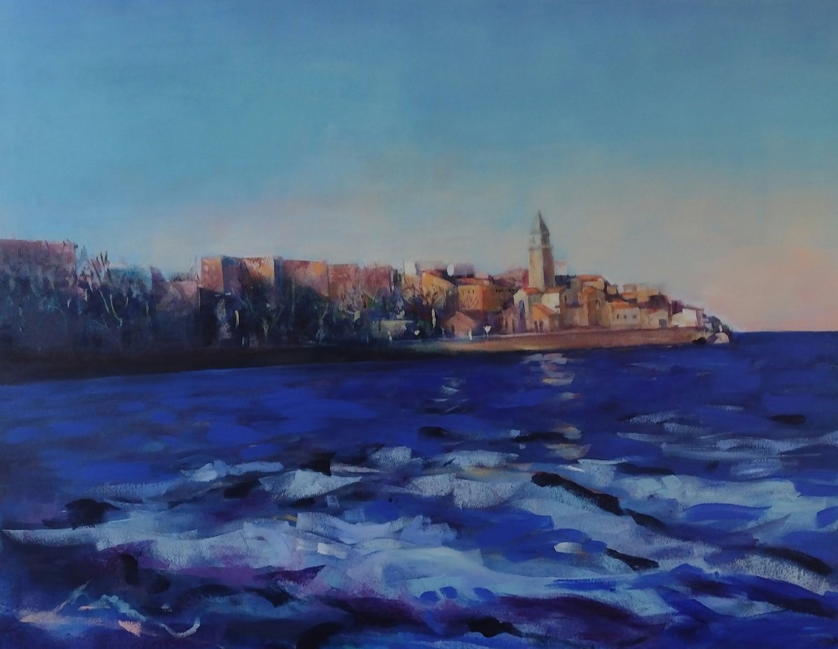 Expressive Landscape Acrylic Painting By Marina Del Pozo, 39 X 32", La Ciudad Invisible, Original Artwork