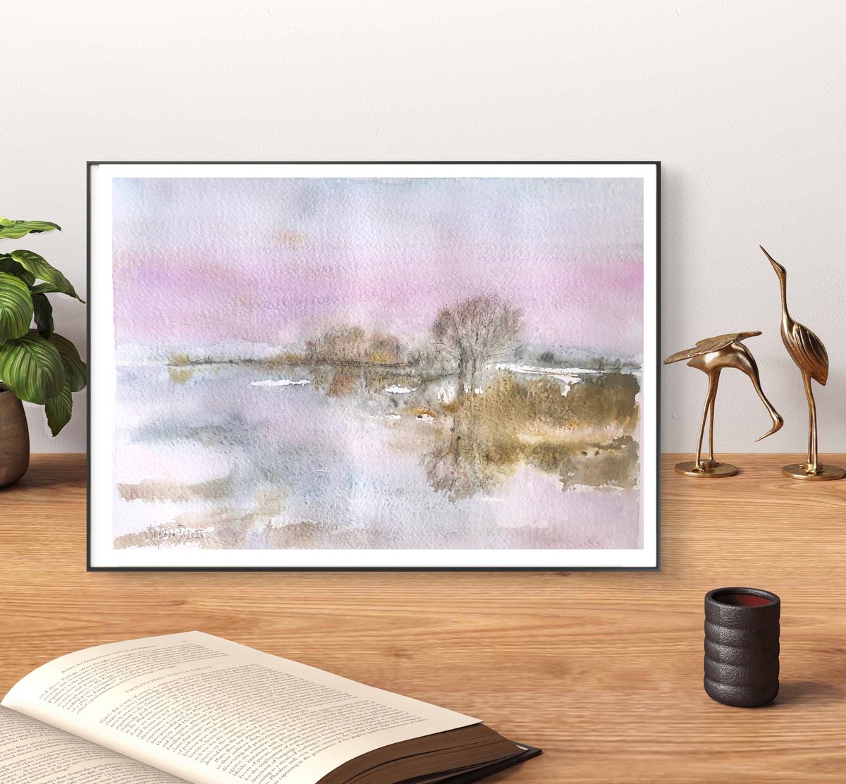 Impressionistic Landscape Watercolour By Snezana Djordjevic, 14 X 10", A Winter Day -3, Original Artwork