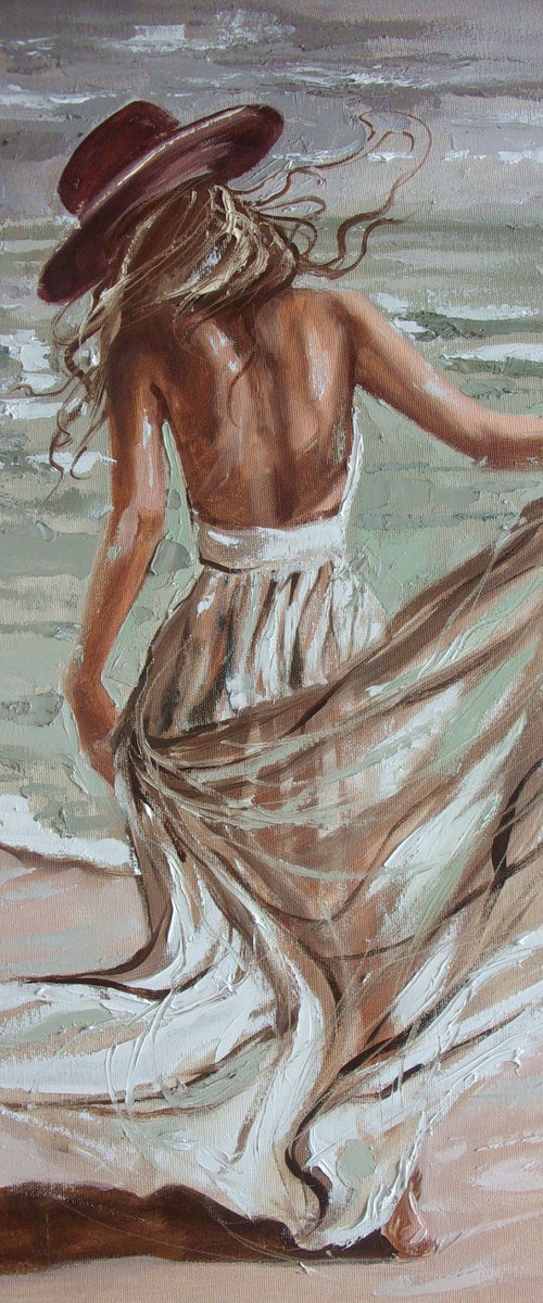 " ONCE ... "- liGHt ORIGINAL OIL PAINTING, GIFT, PALETTE KNIFE (2021) by Monika Luniak