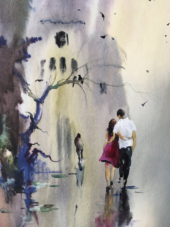 Watercolor “Afternoon walk”