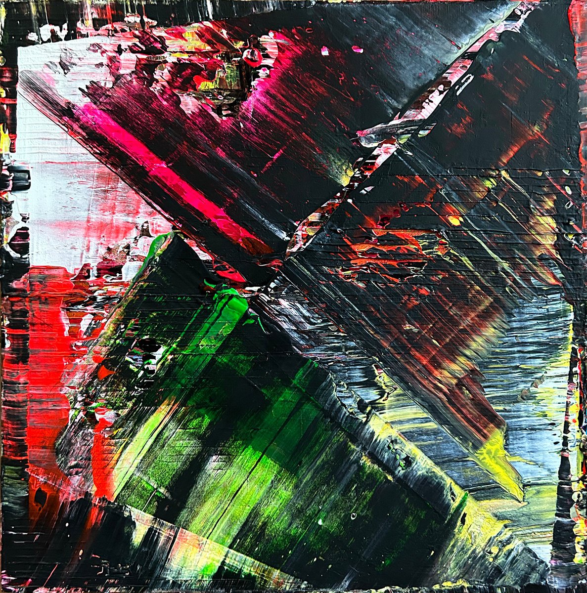 Urban And Pop Abstract Acrylic Painting By Preston M. Smith (Pms), 20 X 20", "The Underground", Original Artwork