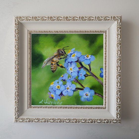 Tiny Bee on Forget-Me-Nots