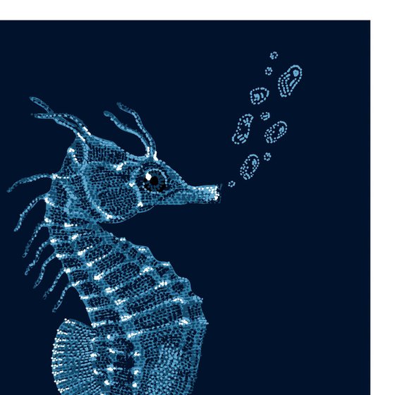 Seahorse - Coloured Stippling Illustration