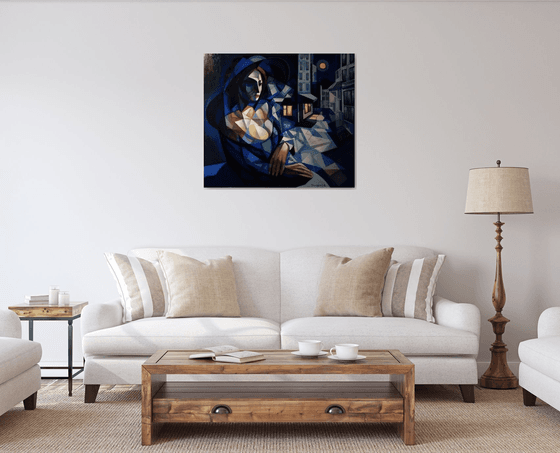 Night(90x80cm,  oil painting, ready to hang)