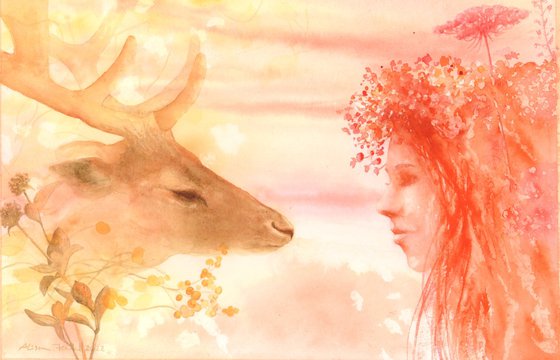 Dreaming Deer - Original Watercolour Painting