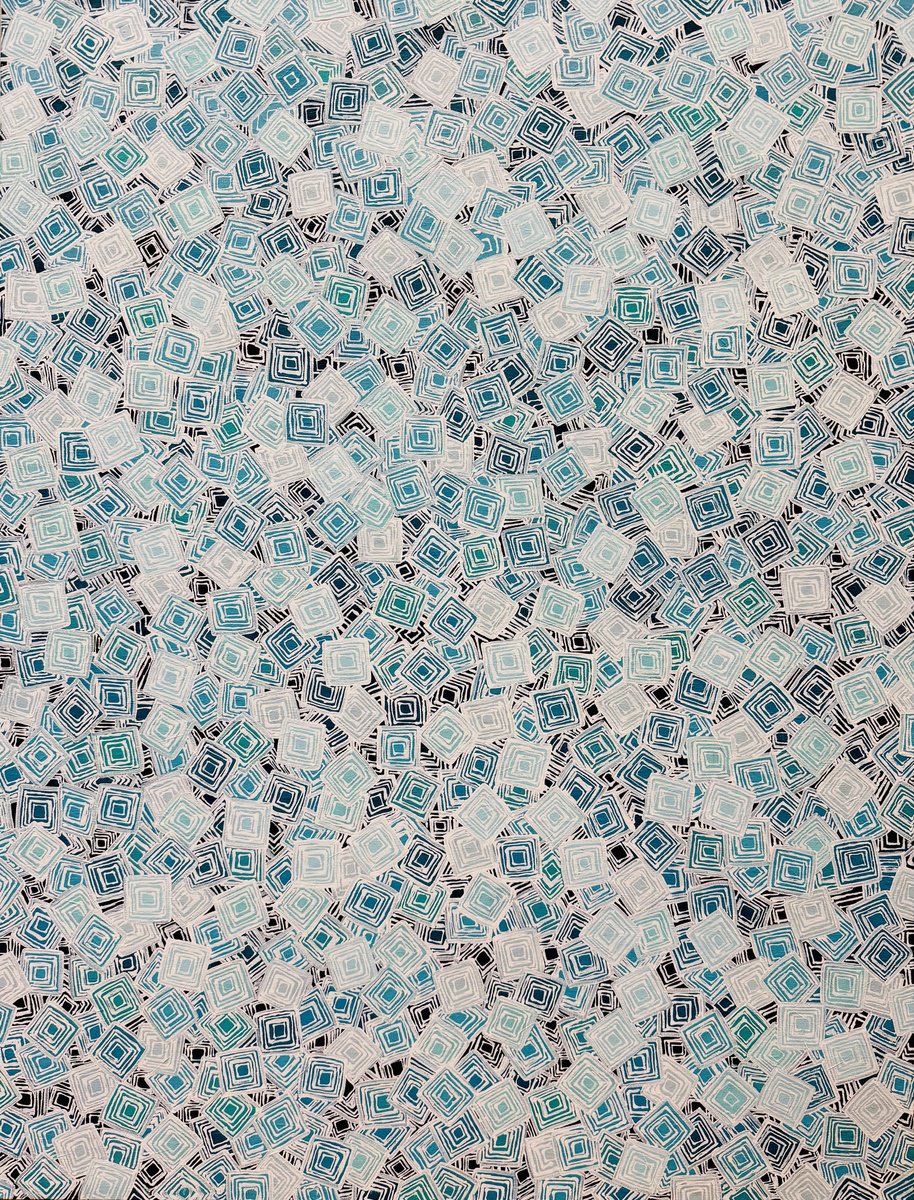 Geometric Abstract Acrylic Painting By Carol Zsolt, 32 X 42, Inspiration 6317, Original Artwork