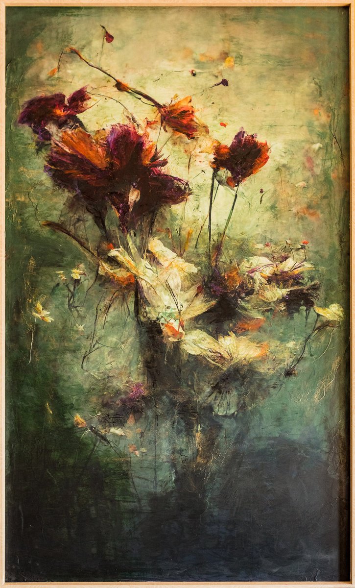 Botanical Painting By Teis Albers, 35 X 59", Floral Decay X, Original Artwork