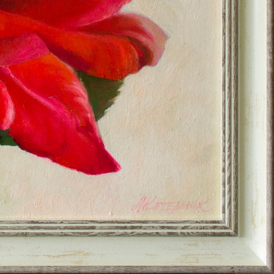 "Scarlett" red  rose flower  liGHt original painting  GIFT (2017)