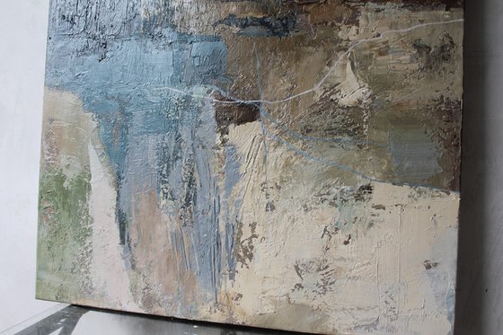 "Fall 2" Blue brown abstract acrylic art