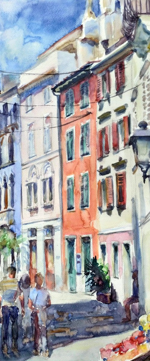 Sunny Piran street by Liudmyla Chemodanova