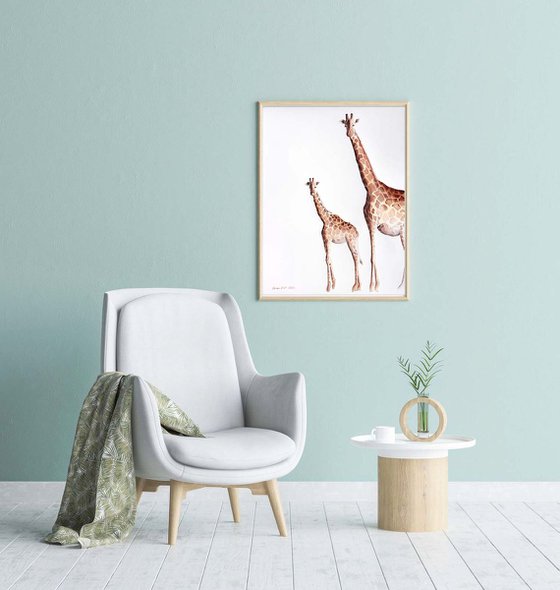 Giraffe Painting “Three's a crowd"