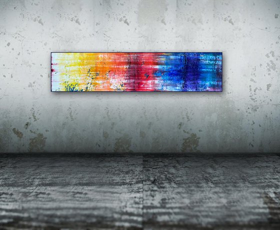 "Light Me Up" - Original PMS Oil Painting On Reclaimed Wood - 48 x 11 inches