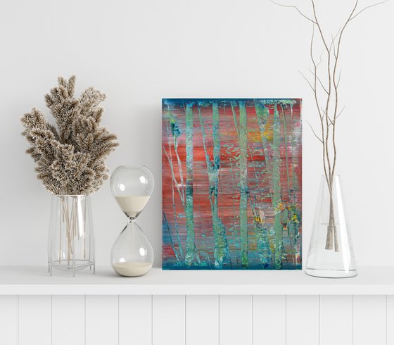 45x55 cm | 17.5 x 21.5″ Green Red Abstract painting Original Canvas Art