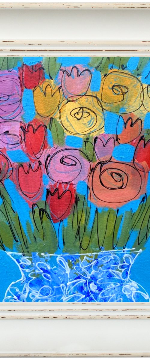 Summer Bouquet in a Chinese Vase by Jan Rippingham