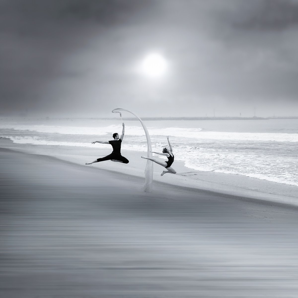 Surrealistic Portrait Photograph By Harv Greenberg, 30 X 30, Beach Ballet, Original Artwork