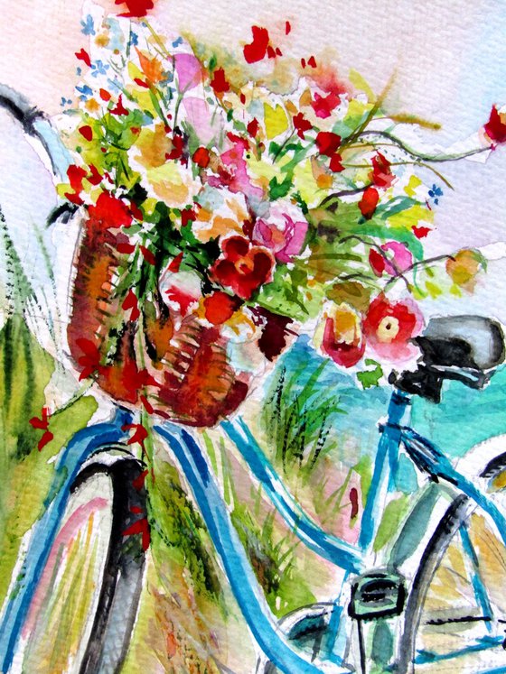 Colorful bouquet with bycicle