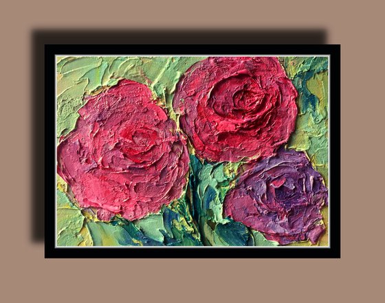 Roses Cold wax oil painting