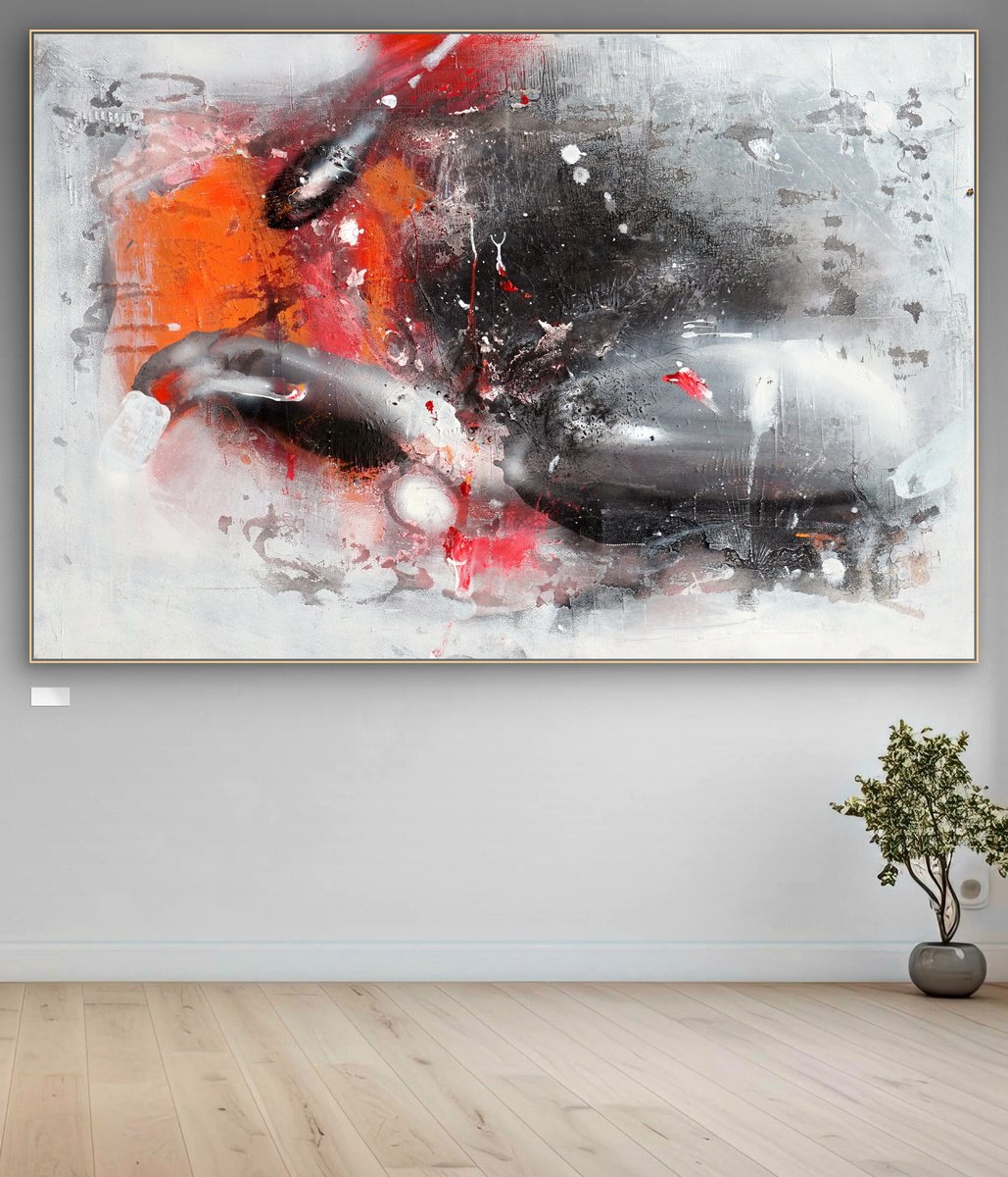 Organic Abstract Acrylic Painting By Adriano Ribeiro, 47 X 31, Low Sigma, Original Artwork