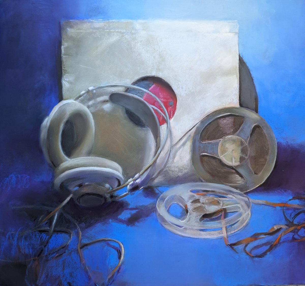 Still Life Pastel Drawing By Silja Salmistu, 20 X 18", Good Old Tunes, Original Artwork
