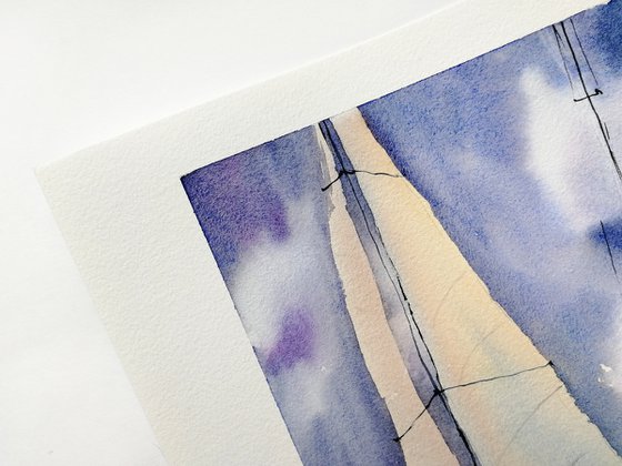 Sailboat painting. Seascape