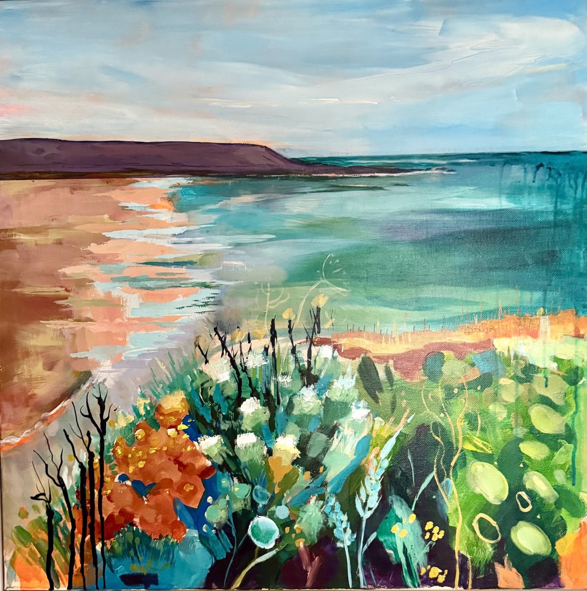 Coral Coastline By Ayse Mcgowan, 26 X 26, Artwork For Sale On Artfinder