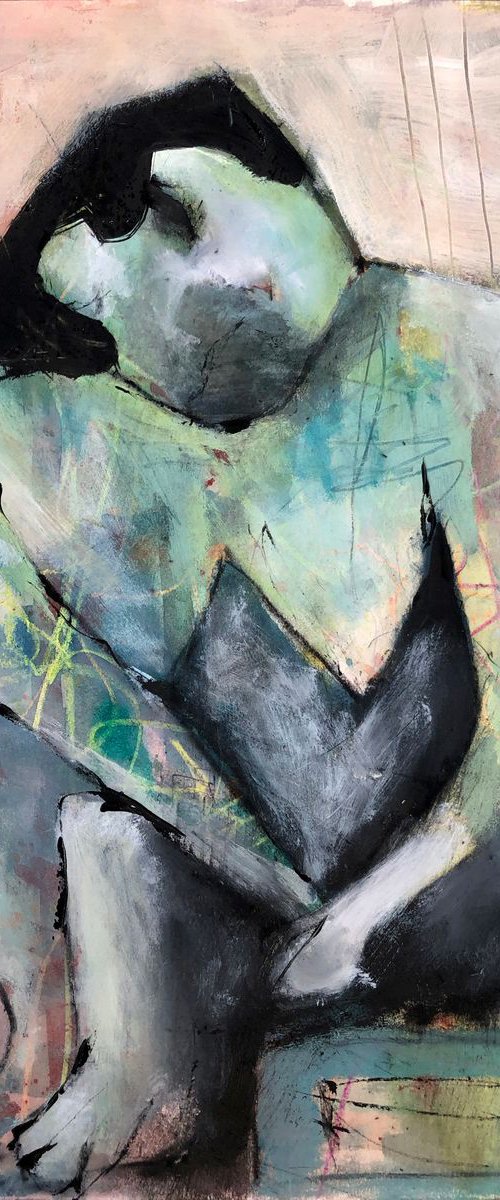 Woman in Gray, Skewed (Inspired by Rufino Tamayo) by Lola Jovan