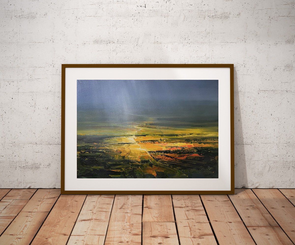 Abstract Landscape Oil Painting By Ivan Grozdanovski, 30 X 22, Finding Sunshine In The Rain, Original Artwork