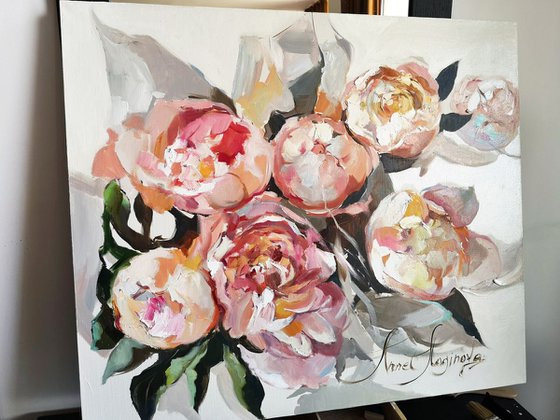 Perl flowers - Peonies Original Art