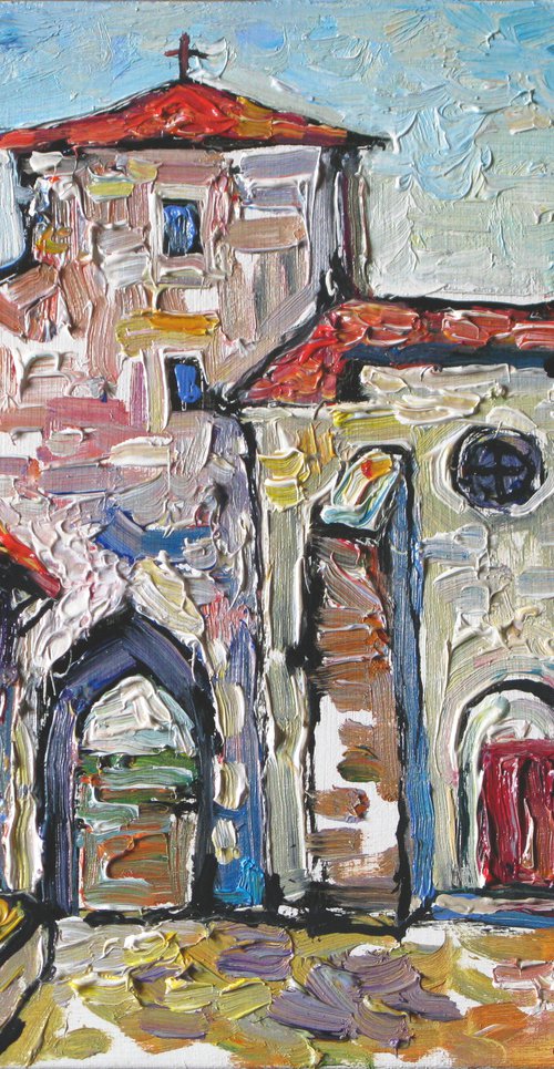 The old church in Pujols-le-Haut. by Nikifor Swiristuhin
