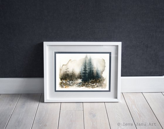 Places XII - Watercolor Pine Forest