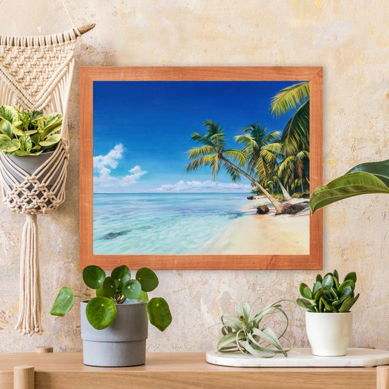 Tropical beach with palm trees