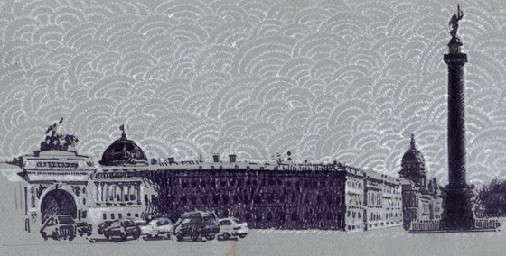 Palace Square in St Petersburg – Drawing