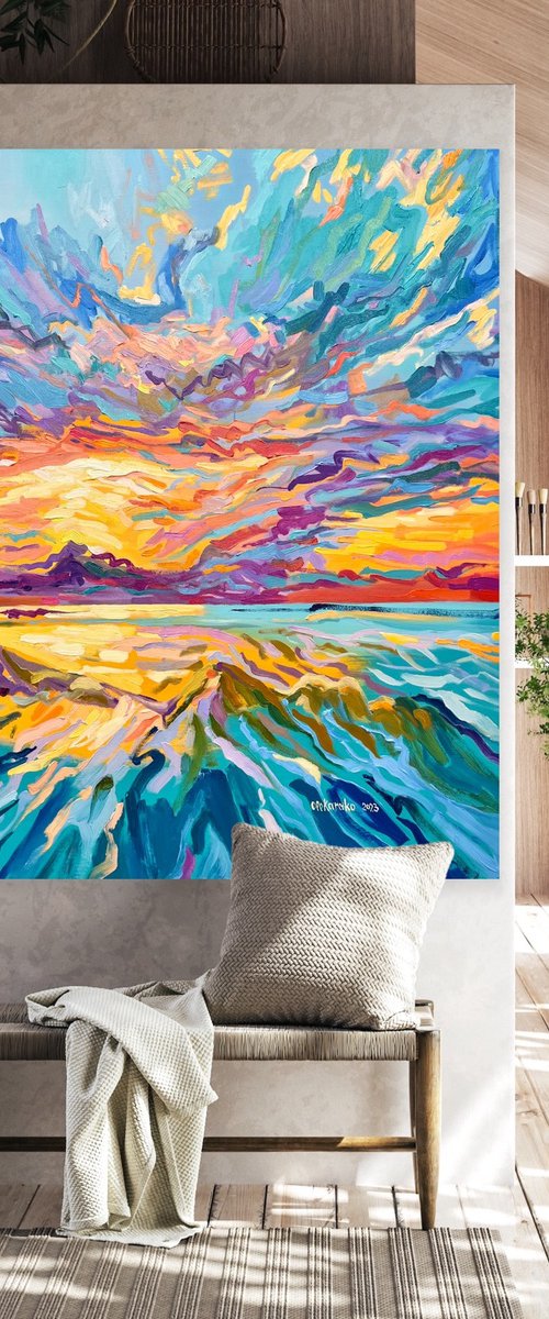 Bright Sunset over the Ocean by Ole Karako