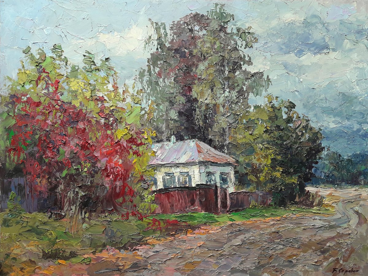 Oil painting Autumn in the village of Guta nSerb76 by Boris Serdyuk