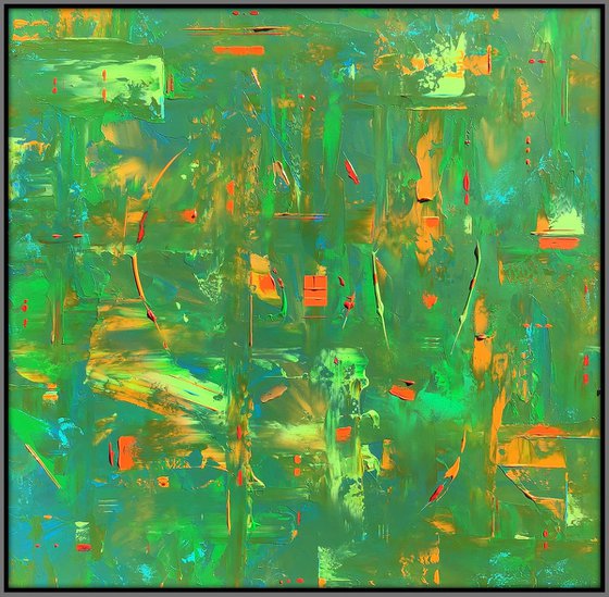 Vibrant Green Blue Orange Abstract