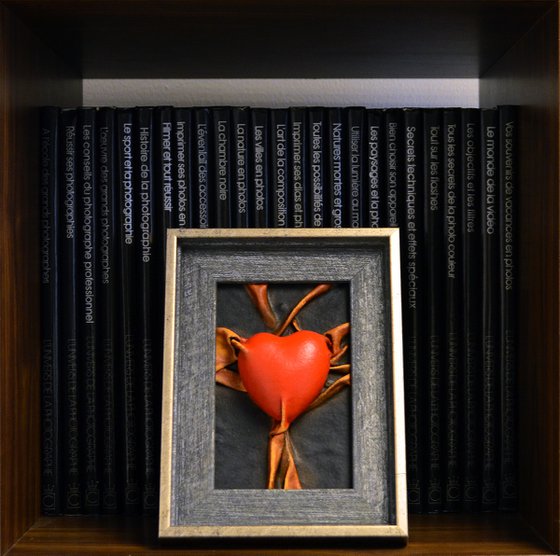 Lovers Heart 29 - Original Framed Leather Sculpture Painting Perfect for Gift