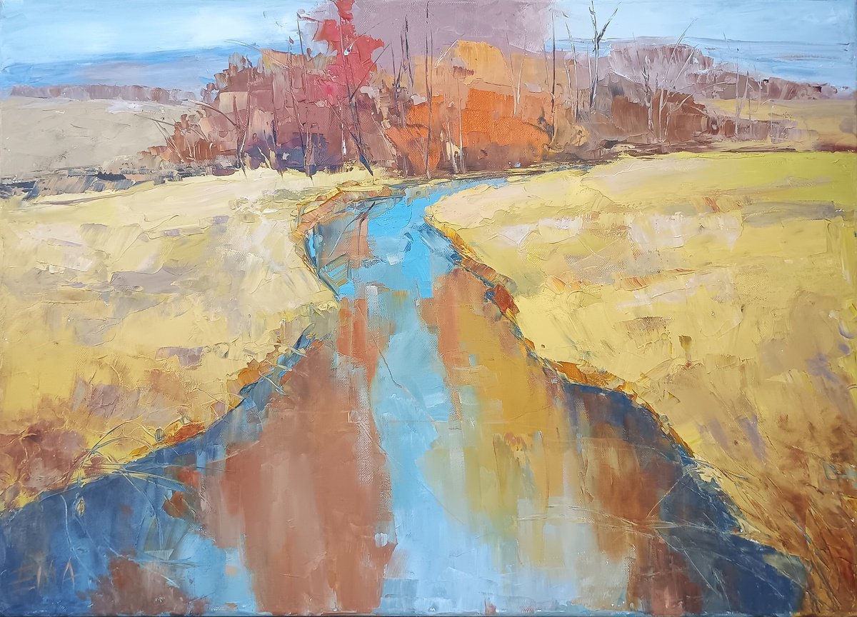 Expressive Oil Painting , Reflecting Autumn By Emilia Milcheva, 28 X 20, Artwork For Sale On Artfinder