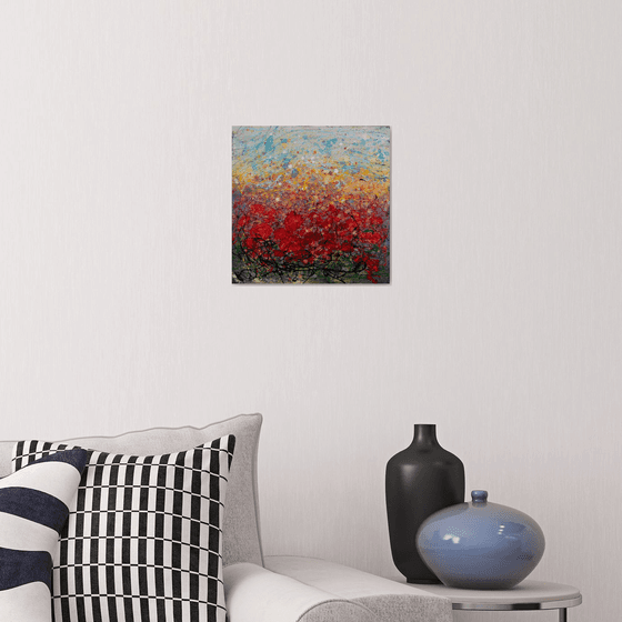 Among the Poppies Abstract 12" X 12" original painting by Olena Art