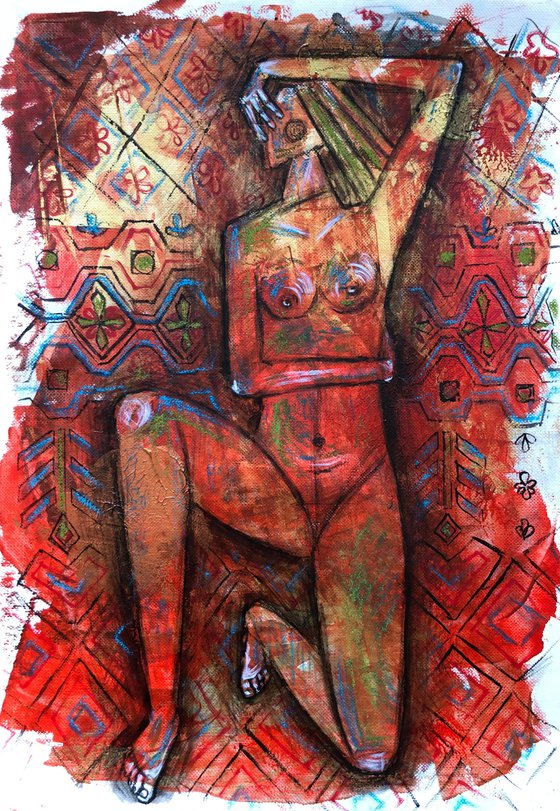 “The shame” small red painting
