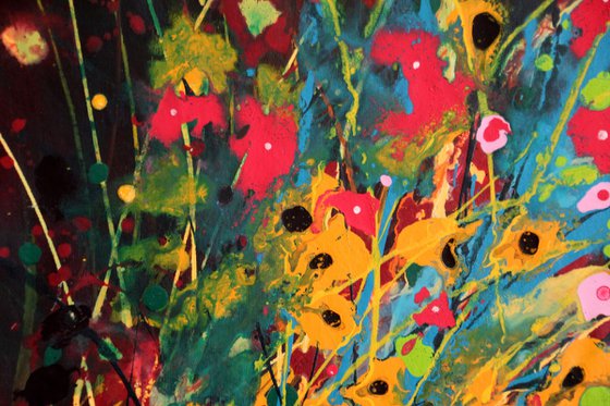 Folie Des Fleurs #7 - Super sized original abstract floral landscape