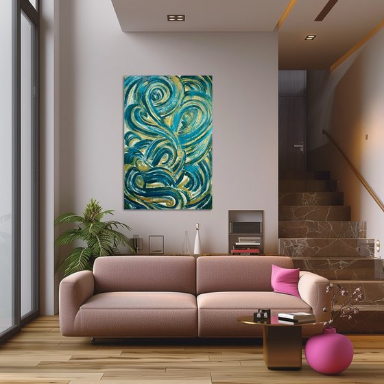 Golden waves 120x80x2 cm